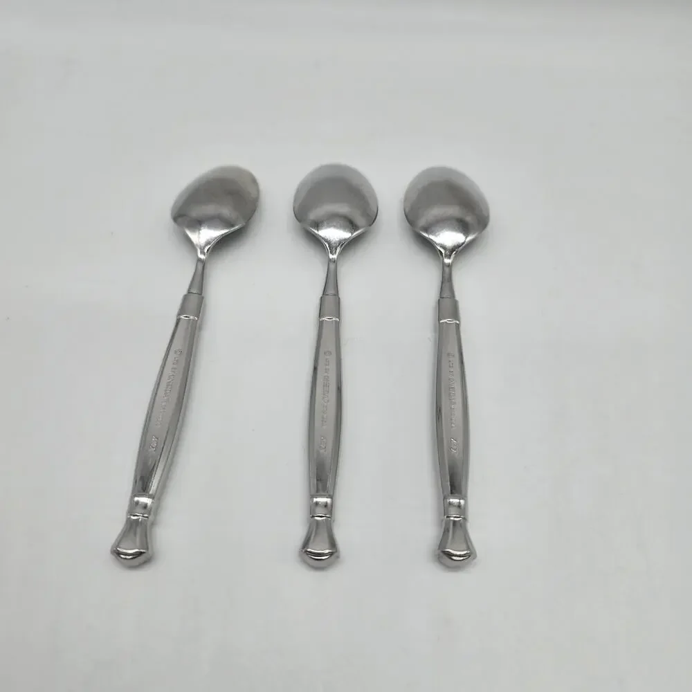 Oneida Act 1 Glossy Stainless Heirloom Cube Flatware 3 Teaspoons / Soup Spoons